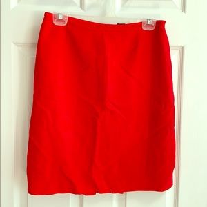 Bright red linen skirt with lining and back slit
